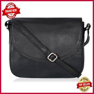 Genuine Leather Crossbody Bag with Adjustable Strap and Multiple Pockets